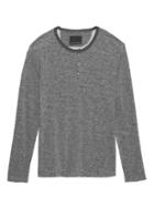 Banana Republic Mens Heritage Long-sleeve Heathered Henley T-shirt Medium Heather Gray Size Xs