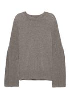 Banana Republic Womens Cashmere Flare-sleeve Sweater Dark Taupe Size S