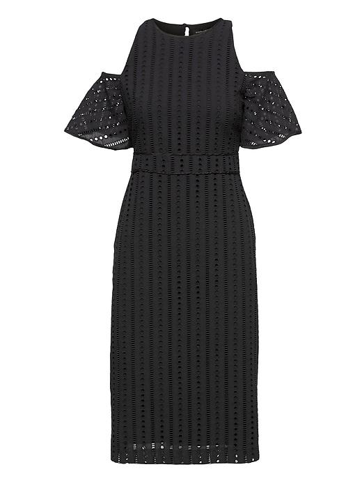 Banana Republic Womens Eyelet Cold-shoulder Dress Black Size 0
