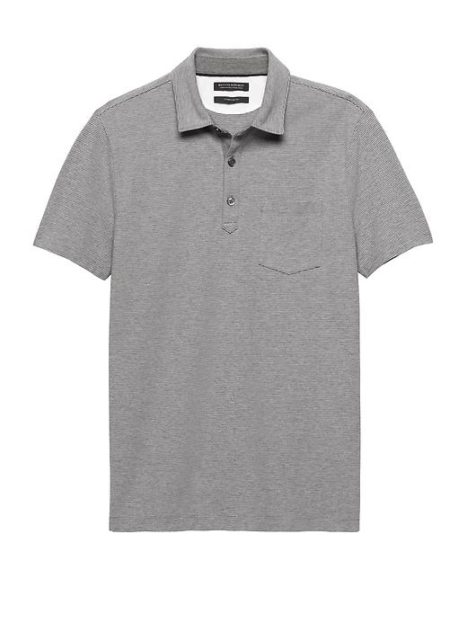 Banana Republic Mens Don';t-sweat-it Stripe Polo Shirt Heather Medium Gray Size Xxs