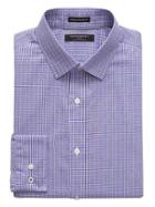 Banana Republic Mens Camden Standard-fit Non-iron Grid Shirt Lilac Blush Size L