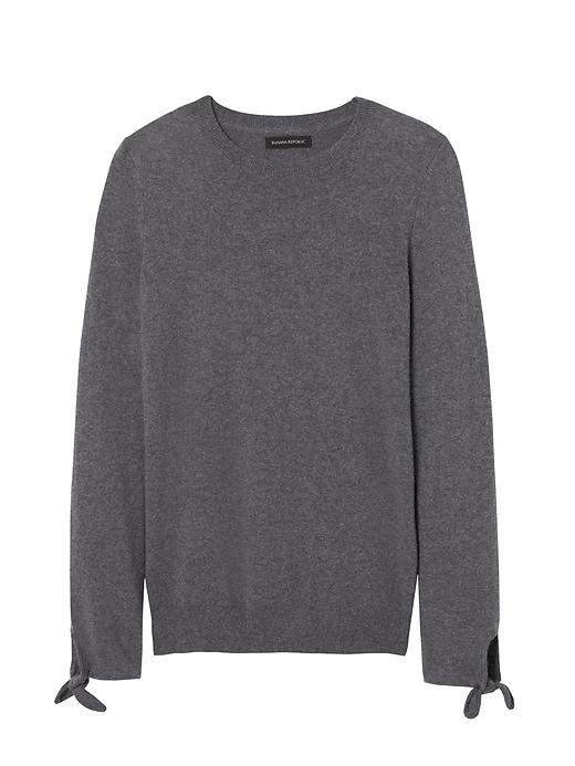 Banana Republic Womens Italian Superloft Bow-cuff Crew Heather Charcoal Size Xl