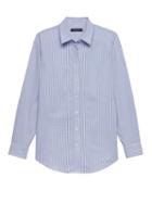 Banana Republic Womens Dillon Classic-fit Seersucker Shirt Medium Blue Size Xs