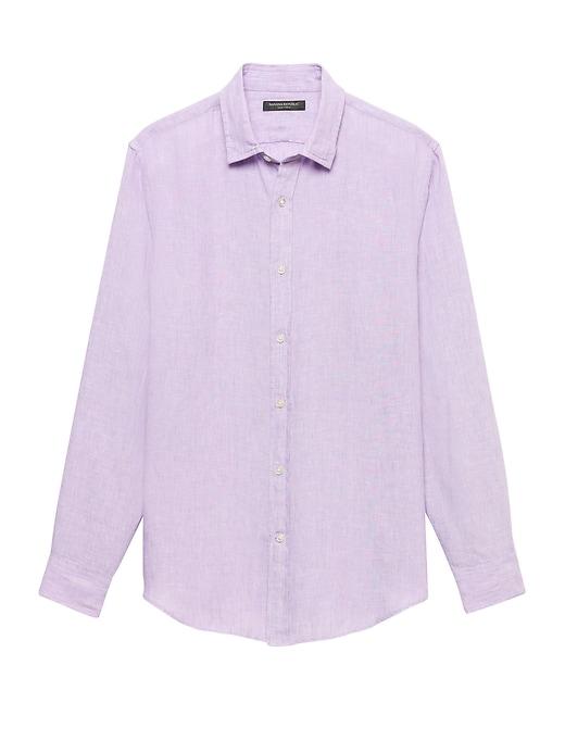 Banana Republic Mens Grant Slim-fit Linen Shirt Lavender Ash Size Xxl