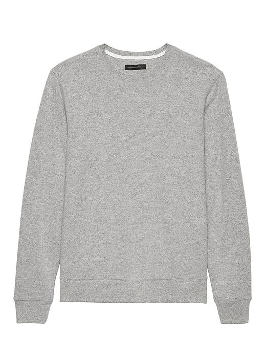 Banana Republic Mens Brushed Waffle-knit Crew-neck T-shirt Heather Light Gray Size S