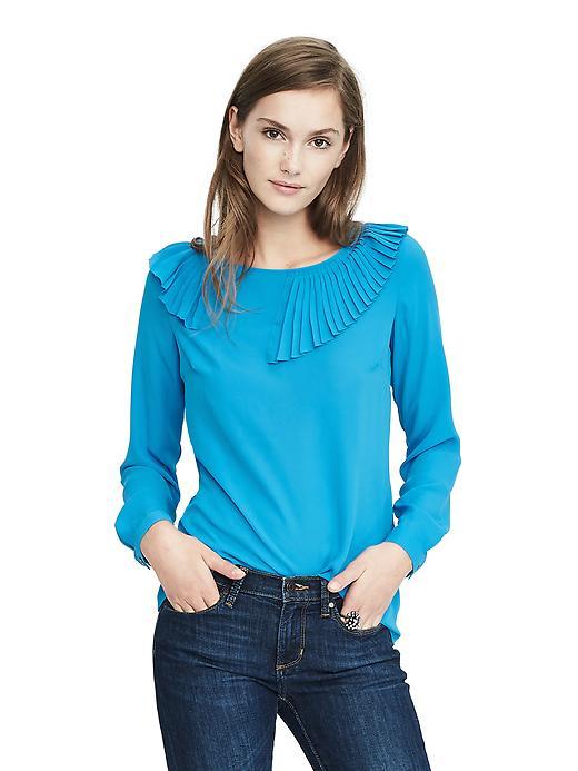 Banana Republic Asymmetrical Pleated Top - Laser Blue