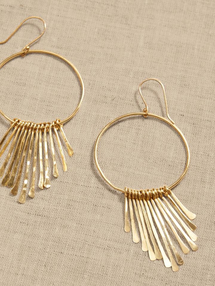 Brass Feather Hoops | Aureus + Argent