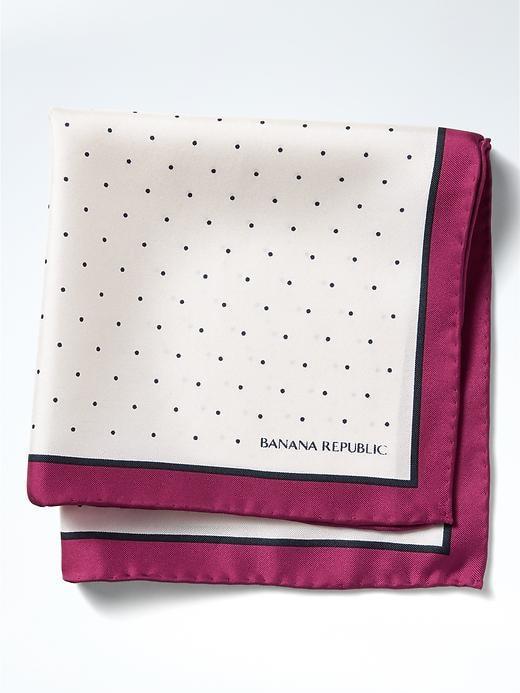 Banana Republic Polka Dot Silk Pocket Square - White