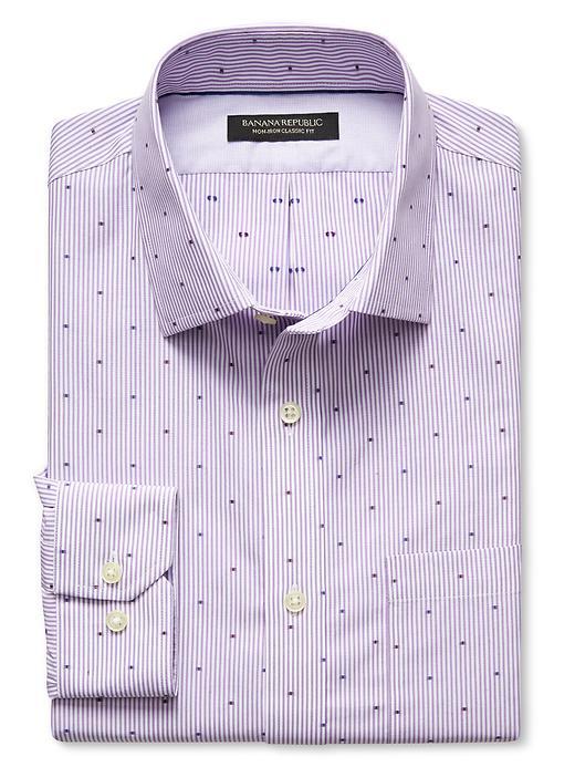 Banana Republic Mens Classic Fit Non Iron Dobby Dot Shirt Size L Tall - Orchid Purple