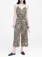 Banana Republic Leopard Print Wide-leg Cropped Jumpsuit