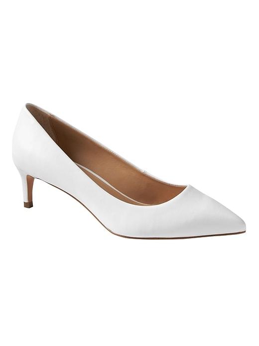 Banana Republic Womens Kitten Heel Pump Pure White Leather Size 6