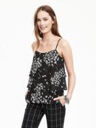 Banana Republic Womens Floral Print Tiered Sleeveless Top Size L - Black Print