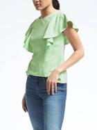 Banana Republic Flutter Sleeve V Back Top - New Aloe