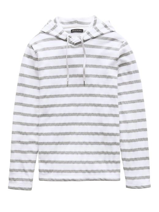 Banana Republic Mens Textured Stripe Hoodie White Size M