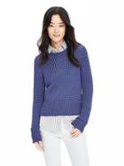 Banana Republic Womens Metallic Pullover Sweater Size L - Navy
