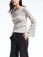 Banana Republic Womens Heritage Cashmere Flare Sleeve Sweater - Gray