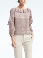 Banana Republic Easy Care Snake Print Ruffle Blouse - Neutral