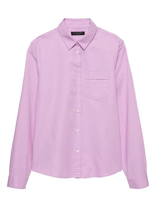 Banana Republic Womens Petite Quinn Fit Oxford Shirt Lavender Purple Size Xs