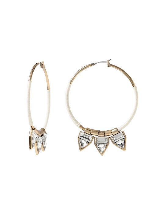 Banana Republic Mixed Media Hoop Earring Size One Size - Clear Crystal