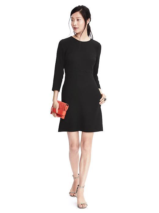 Banana Republic Womens Double Face Scalloped Waist Dress - Black