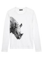 Banana Republic Mens Soft Wash Graphic T-shirt White Size S
