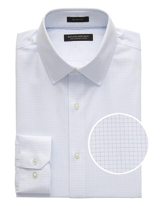 Banana Republic Grant Slim-fit Non-iron Grid Dress Shirt