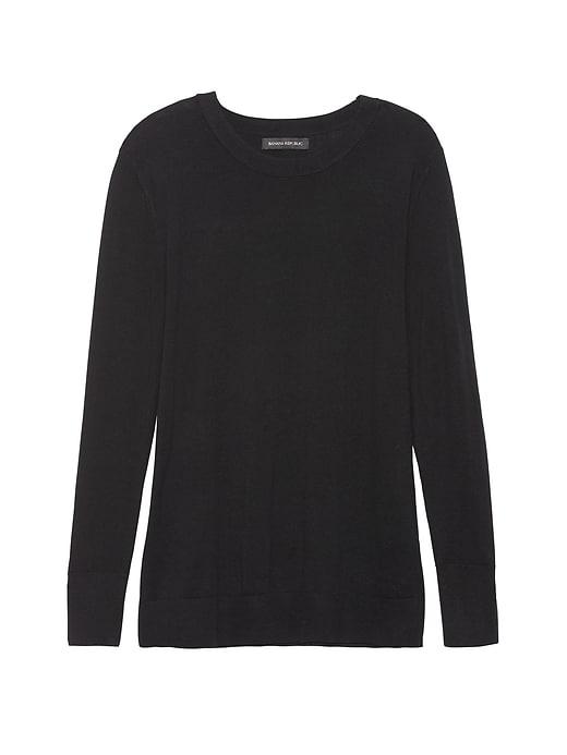 Banana Republic Womens Petite Machine-washable Merino Crew Sweater Black Size S