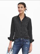 Banana Republic Fitted Non Iron Dot Shirt Size 0 Petite - Black