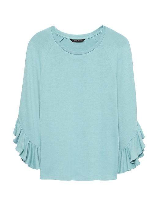 Banana Republic Womens Luxespun Flutter-sleeve T-shirt White Jasmine Size M