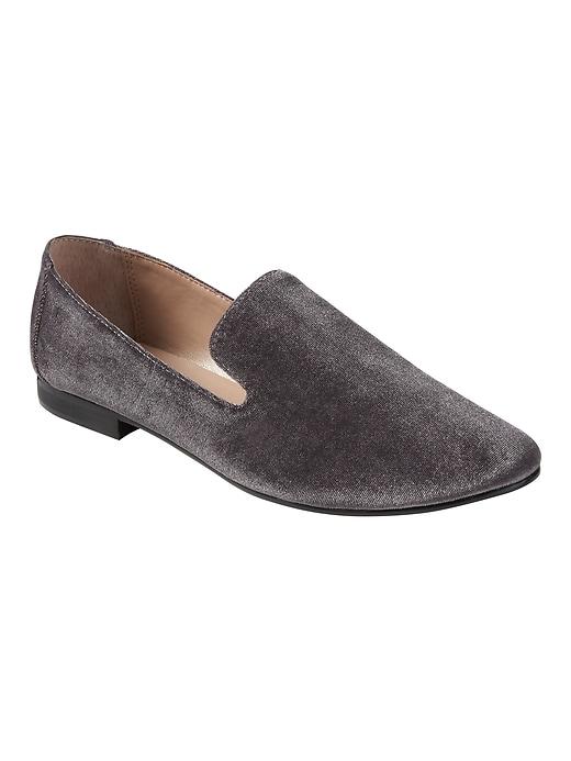 Banana Republic Womens Demi Velvet Smoking Slipper Gray Velvet Size 9 1/2