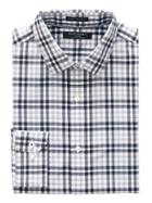 Banana Republic Mens Camden Standard-fit Non-iron Plaid Shirt Midnight Size Xxs