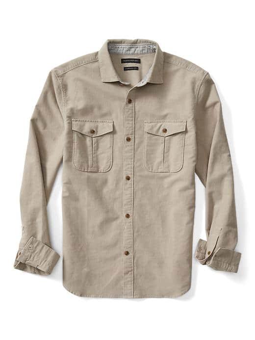 Banana Republic Mens Camden Fit Utility Shirt - Taupe