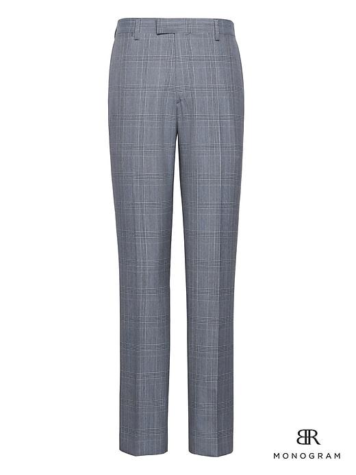 Banana Republic Mens Monogram Slim Plaid Italian Wool Suit Pant Light Blue Size 33w
