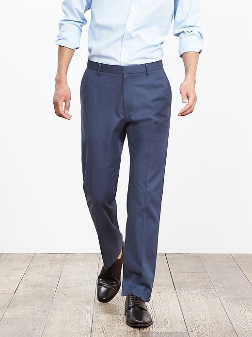Banana Republic Mens Tailored Slim Non-iron Blue Cotton Pant Blue Size 38w