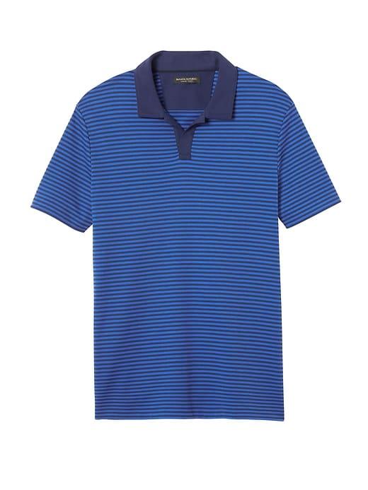 Banana Republic Mens Luxury-touch Stripe Polo Shirt Bright Blue Size Xxs