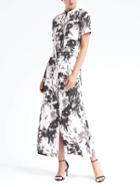 Banana Republic Womens Print Utility Shirtdress - Black Print