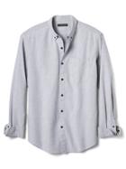 Banana Republic Mens Camden Fit Mechanical Stretch Oxford Shirt - Dark Grey Heather