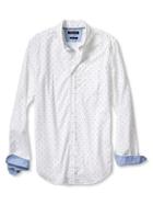 Banana Republic Mens Grant Fit Custom 078 Wash White Dot Shirt Size L Tall - White