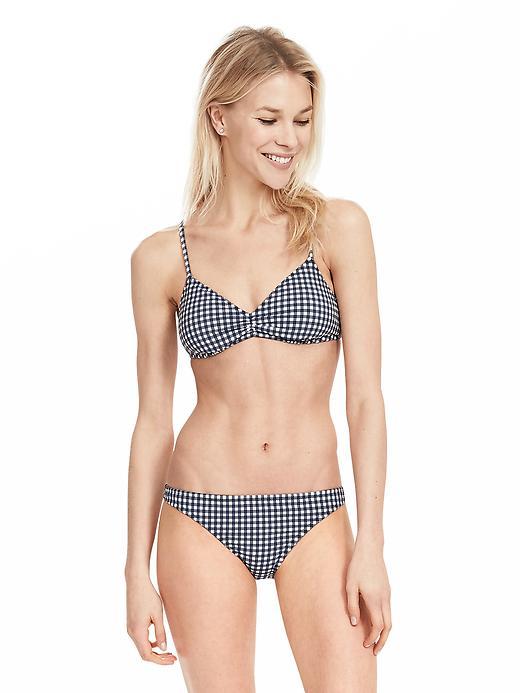 Banana Republic Womens Gingham Bikini Top Size L - Preppy Navy