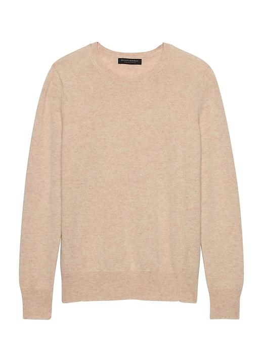 Banana Republic Womens Petite Cashmere Crew Sweater Heather Oatmeal Size M