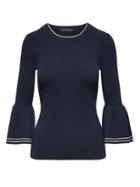 Banana Republic Womens Stripe Bell-sleeve Sweater Top Blue Stripe Size M