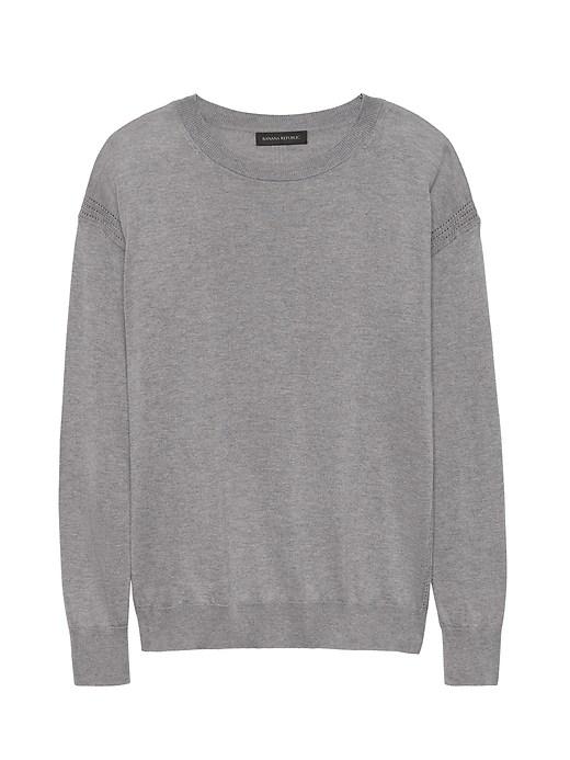 Banana Republic Womens Silk-cotton Pointelle Crew-neck Sweater Medium Heather Gray Size Xl