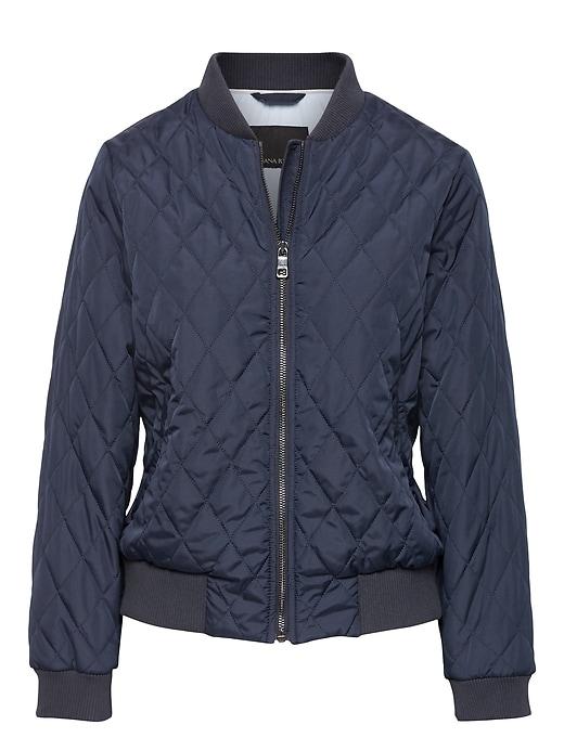 Banana Republic Womens Quilted Bomber Jacket With Pop-color Lining Navy With Violet Skies Lining Size Xs