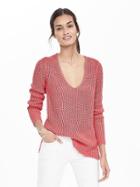 Banana Republic Womens Italian Linen Chunky Vee Pullover Size L - Guava Pink
