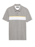 Banana Republic Mens Don';t-sweat-it Stripe Polo Shirt Heather Light Gray Size M