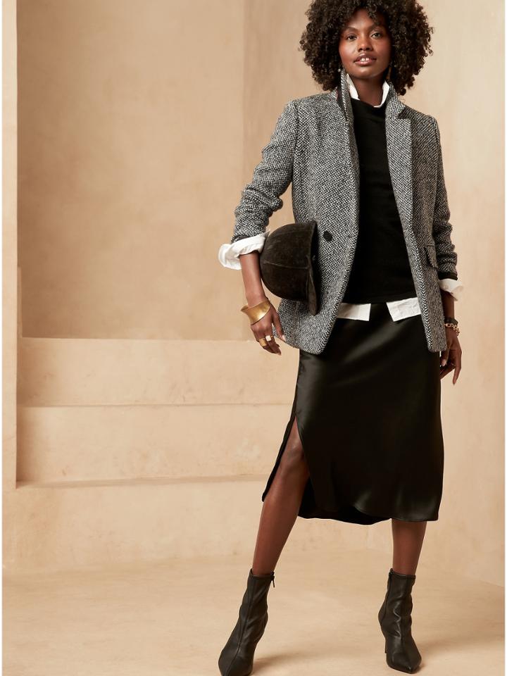 Herringbone Double-breasted Blazer