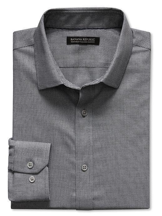 Banana Republic Tailored Slim Fit Non Iron Birdseye Shirt - Black