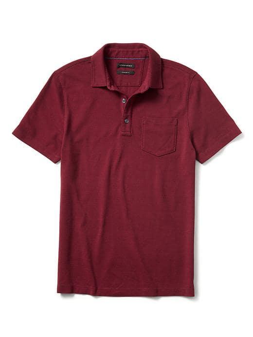 Banana Republic Mens Solid Pique Polo - Saucy Red