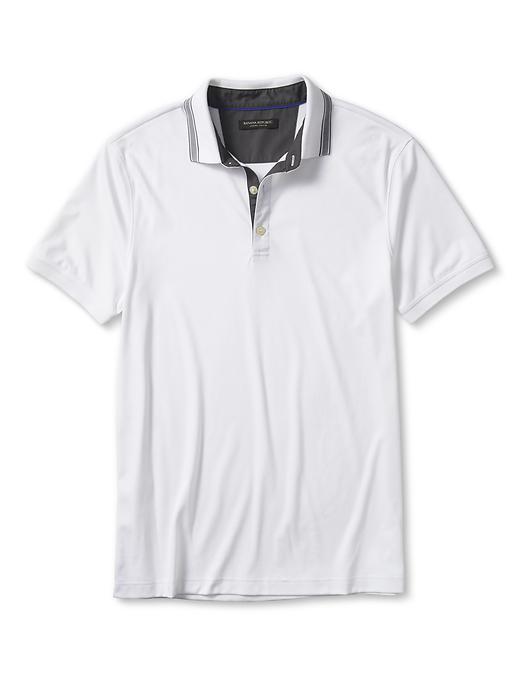 Banana Republic Mens Luxe Stripe Collar Polo Size Xl - White