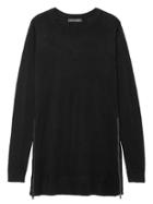 Banana Republic Womens Petite Machine-washable Merino Sweater Tunic With Zipper Accent Black Size M